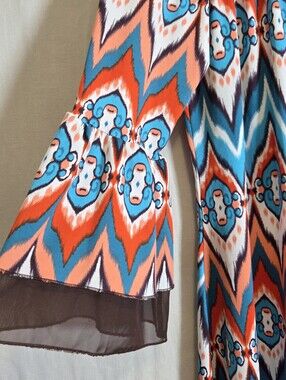 Southern Stitch Bohemian Printed Off-Shoulder Top - Turquoise & Orange